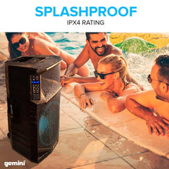 Gemini Sound GSW-T1500Pk Portable Water Resistant Wireless Bluetooth Party Speaker