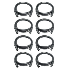 8x Roar 3M DMX Cable XLR Female - XLR Male Black 110 Ohm 300cm