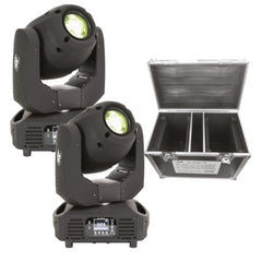 2x AFX BEAM1R-MKII Moving Head 100W Spot Gobo DMX inc Flightcase