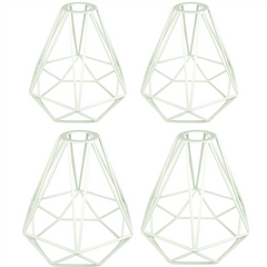 4x LYYT Lamp Cage - Diamond Shape - White Retro Industrial Light