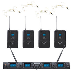Zzip UHF 4ch Wireless Headset Microphone System inc Beige Head Microphones