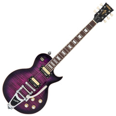 Vintage V100 Guitar - Purple Flamed Maple With Bigsby