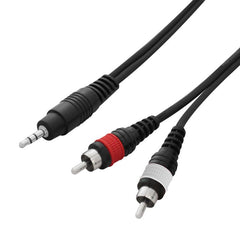 W Audio 1.5m Twin Phono RCA to Mini Jack 3.5mm Laptop Professional DJ Lead