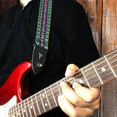 Perris 285 2" Retro Hootenanny Poly Guitar Strap Blue Yellow Red