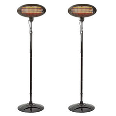 2x Perel PHS2000 Patio Heater Electric 2000W Free Standing Outdoor Garden