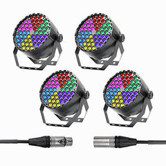 4x Equinox MidiPar Tri Plus LED Disco DJ Lighting & DMX Cable