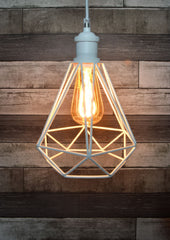 4x LYYT Lamp Cage - Diamond Shape - White Retro Industrial Light