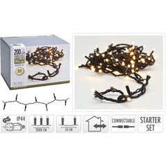Nedis Connectable LED Christmas Lights Warm White 200 LED Fairy Lights Outdoor Heavy Duty