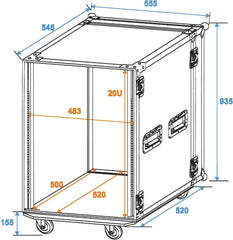 Roadinger Rack Profi 20U 45Cm Avec Roues