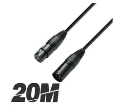 Roar 20M DMX-Kabel XLR weiblich - XLR männlich schwarz 110 Ohm 2000cm