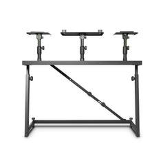 Gravity FDJT 01 DJ Desk Booth Stand Adjustable Loudspeaker + Laptop Trays *B-STOCK*