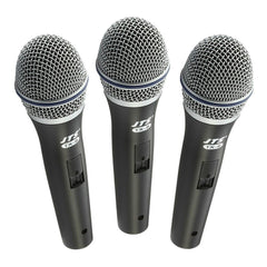 3x JTS TX-8 Dynamic Vocal Performance Microphones inc Clip + XLR Cable