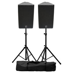 2x BST PRO12DSP 2-Way Active Speaker Box 12"/30cm 800W Inc Stands