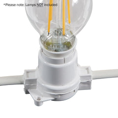 eLumen8 50m BC Heavy Duty White Rubber Festoon, 0.5m Spacing with 16A Plug and Socket