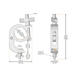 Global Truss Pince de serrage autobloquante Argent (5030)