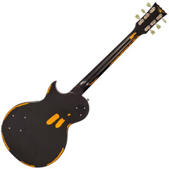 Vintage V100 Icon - Distressed Black Over Sunburst