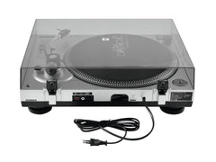 Omnitronic BD-1350 Platine Argent Entraînement par Courroie avec Cache-Poussière DJ Disco Vinyle