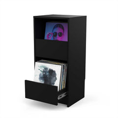Glorious Vinyl Vault Black, Two-tiered Storage Unit for up to 160 Records