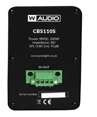 W Audio CBS110S Subwoofer 1 x 10" Black Installation Sound System