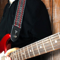 Perris 287 2" Retro Hootenanny Poly Guitar Strap Silver Red