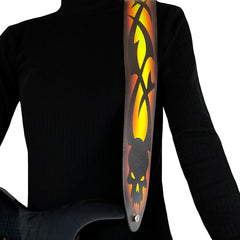 Perris 11041 2.5" Tribal Skull Leather Guitar Strap
