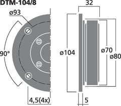 Monacor DTM-104/8 45W HiFi-Kalottenhochtöner