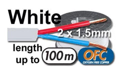Câble de haut-parleur blanc, système d'installation, noyau de 2 X 1,5 mm, bobine de 100 m