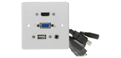 av:link Multimedia Wallplate with HDMI, VGA, USB and 3.5mm Audio Sockets