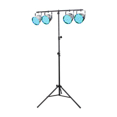 Equinox Chrome Party Par Pack of 4 LED 56 & Lighting Stand & Cables