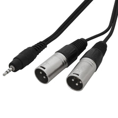 W Audio 3.5mm Stereo Jack to 2 x XLR Male Cable 1.5M Lead