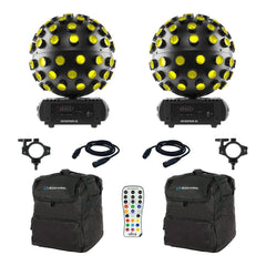 2x Chauvet Rotosphere Q3 Effet Mirrorball Rotatif LED DJ Noir Package