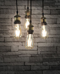lyyt Quad E27 Pendant Cord Set Antique Brass