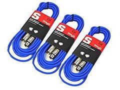 3x Stagg XLR-Kabel (6 m blau)