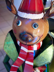 EUROPALMS Reindeer with Coat, Metal, 155cm, green