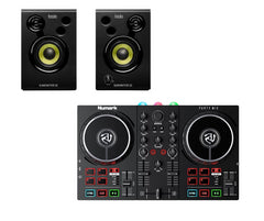 Numark PartyMix II DJ Controller + Hercules Monitor 32 DJ Starter Speaker Bundle