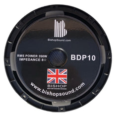 BishopSound 10" Speaker 350w RMS Full Range Cast Alloy LF Driver - BDP10 8 ohm