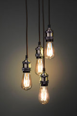 lyyt Quad E27 Pendant Cord Set Antique Brass
