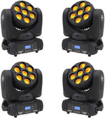 4x Equinox Fusion 140 Moving Head Wash 7 x 18W RGBWAUV