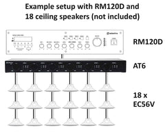 Adastra AT6 Volume Attenuator + A/B Switcher 100V 6 x 30W *B-STOCK*
