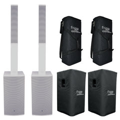 2x DAP Frigga Single Active Column PA System 2000w - White Inc Covers