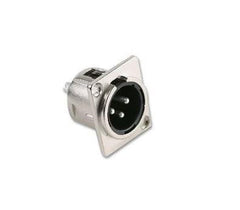3P XLR Male Silver Chassis Panel Mount Socket