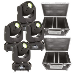 4x AFX BEAM1R-MKII Moving Head 100W Spot Gobo DMX inc Flightcases