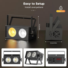 2x Thor LED Blinder COB 2 x 70W Warm White Flood