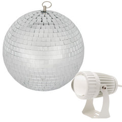 FXlab 5W Weißer LED Pinspot inkl. 300mm Mirrorball Bundle Party Retro 50er Disco