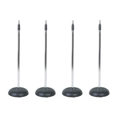 4x pieds de microphone SoundLAB avec base ronde en fonte lourde