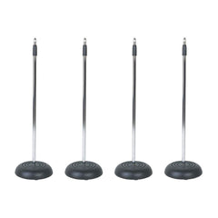 4x SoundLAB Microphone Stands with Heavy Cast Iron Round Base