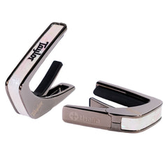 Thalia Taylor Black Chrome Finish Capo - White Pearl With Black Taylor Logo
