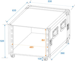 Roadinger Rack Profi Km 8U 55Cm mit Rollen