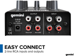 Gemini MM1 2 Channel Compact DJ Mixer