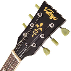 Vintage V100 Guitar- Chrome Hardware- Gloss Black